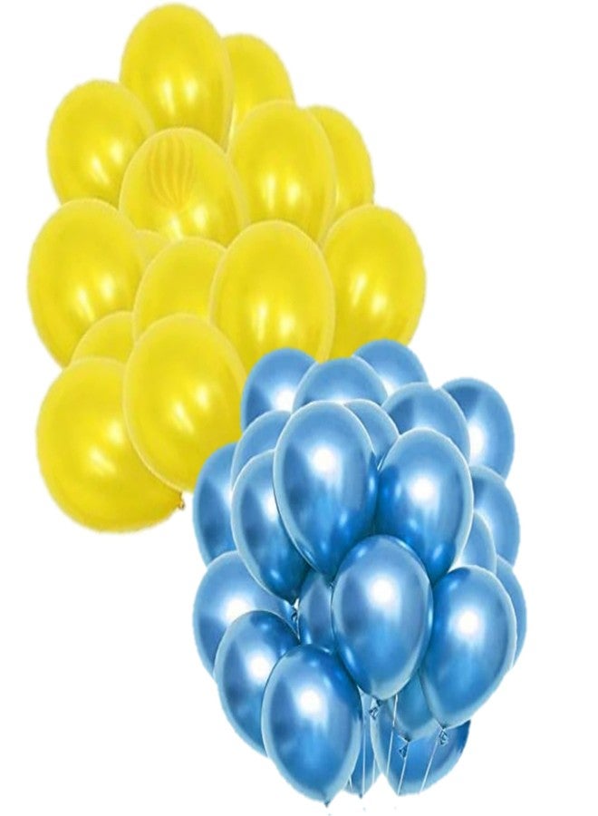 DUL DUL Yellow,Blue Color Metallic latex balloons for birthday/Party decoration 30 Pcs -Combo metallic balloons pack of 15 pcs Yellow 15 pcs Blue Color Balloons /Baby ShowerTheme party,Combo of (YELLOW+BLUE, 30)